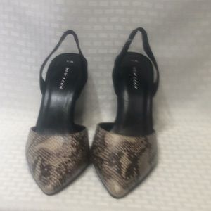 NEW LOOK Snake Print and Black Slingback Heels.